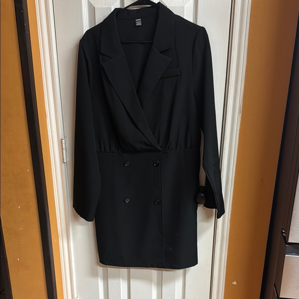 SHEIN Black Blazer Dress with Structured Shoulders